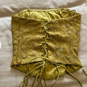 Princess Polly field daisies, corset, green, size 2